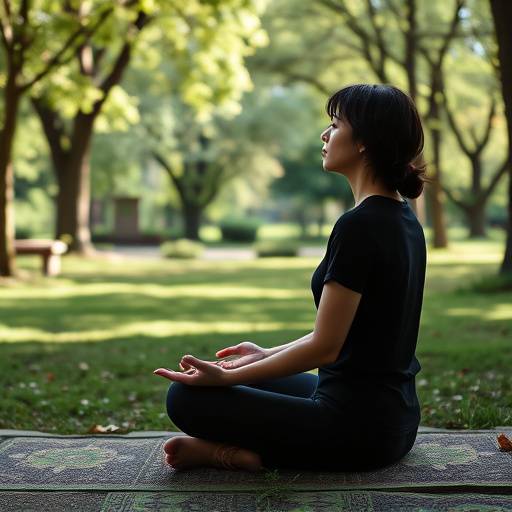 A serene image of someone meditating in a park