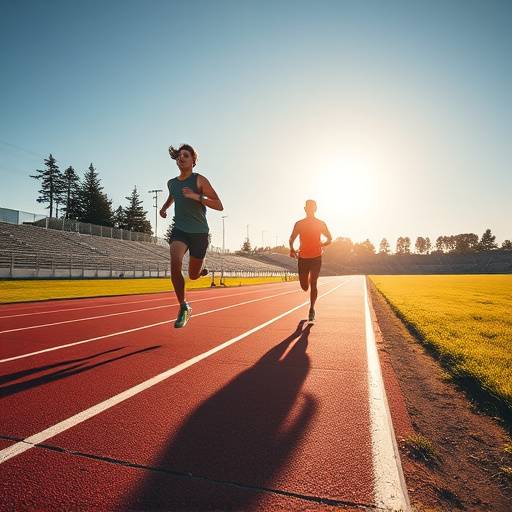 Group of people running on a track during a sunny day