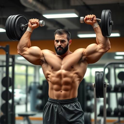 Man lifting weights in a modern gym setting